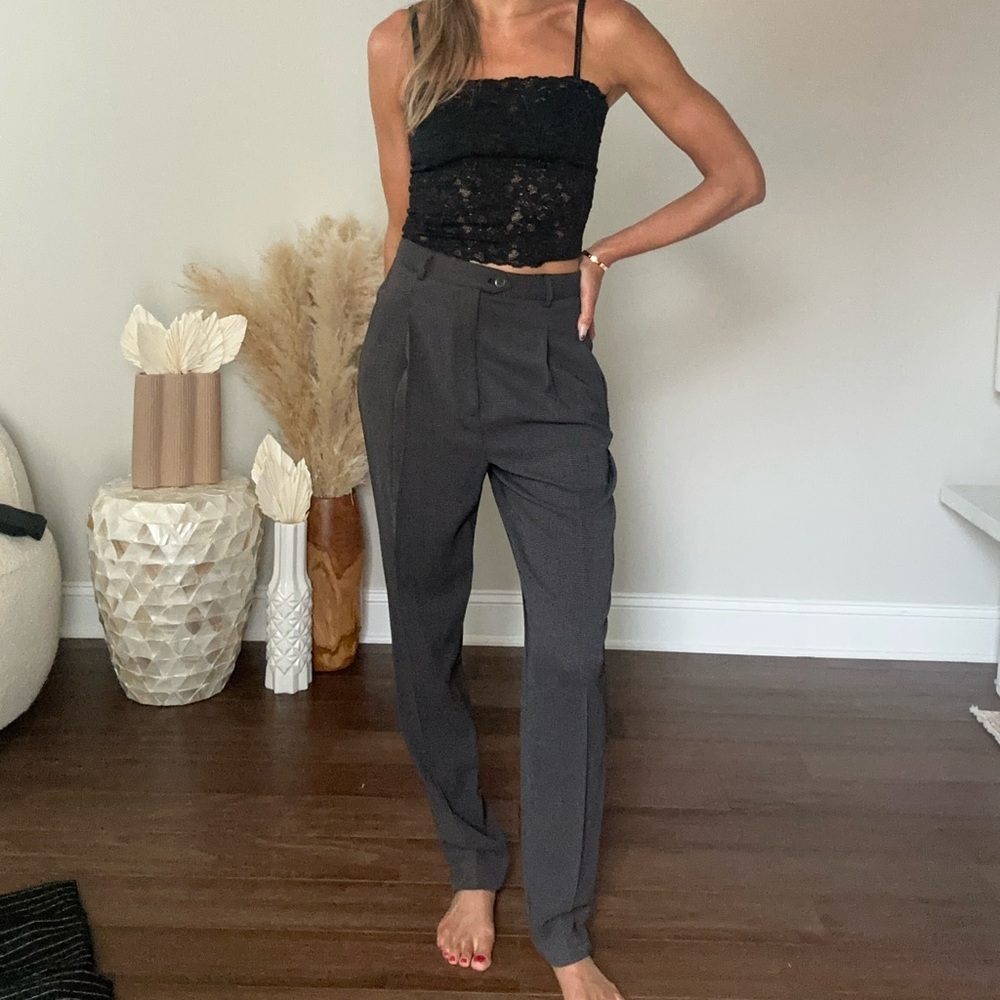 Vintage high waisted textured trousers